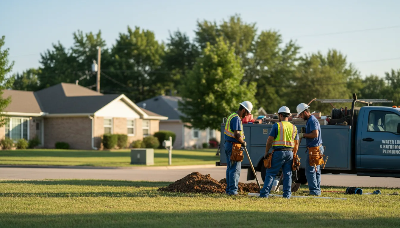 Residential water line and bathroom plumbing service in Broadway, OH